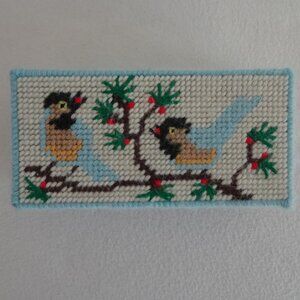 Blue Birds Brick Cover Door Stop Needlepoint Vintage Handmade